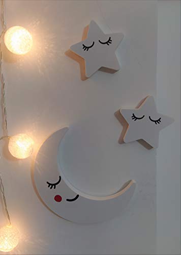 Accesorio decorativo infantil corpóreo. Diseño Luna y estrellas para mueble o pared en interior y exterior.