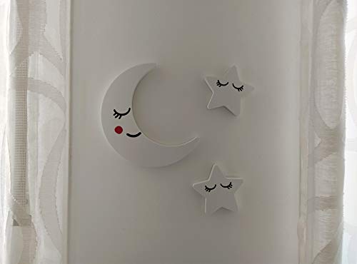 Accesorio decorativo infantil corpóreo. Diseño Luna y estrellas para mueble o pared en interior y exterior.