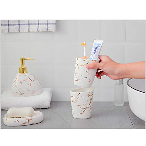 Accesorios de baño 6 piezas de baño de cerámica Set de accesorios Incluye dispensador de jabón, jabón de barra del plato, vaso, cepillo de dientes titular, Bandeja for su vanidad encimera Conjunto de