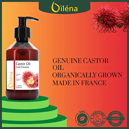 Aceite de Ricino Puro, Castor Oil, Acelera el Crecimiento del Pelo, Pestañas, Barba y Uñas. Prensado en Frío. Con Sérum Anticaída para Cabello de Hombre y Mujer. 100% Vegano 250 ml