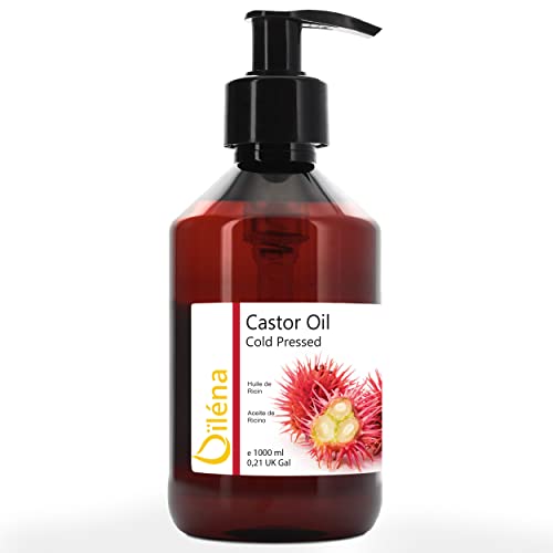 Aceite de Ricino Puro, Castor Oil, Acelera el Crecimiento del Pelo, Pestañas, Barba y Uñas. Prensado en Frío. Con Sérum Anticaída para Cabello de Hombre y Mujer. 100% Vegano 1000 ml