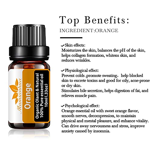 Aceite Esencial Naranja bio para Difusor,Aceites Esenciales Naranja Dulce Aceite Esencial Afrutado Mumianhua 10ml Aceite Esencial Mandarina Puro Aceite Fragancia Naranja para Piel,humidificador