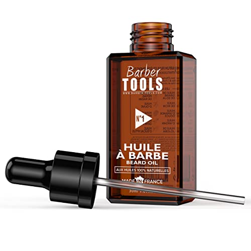 Aceite para barba | N°1 | con aceites 100% naturales 30ml - Promueve el crecimiento de la barba - Con aceite de RICIN, 7 aceites vegetales y 3 aceites esenciales y vitamina E - BARBER TOOLS -