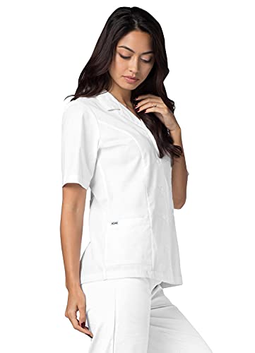 Adar Casaca médica para Mujer - Casaca médica con Cuello, Solapa y Botones - 2629 - White - S