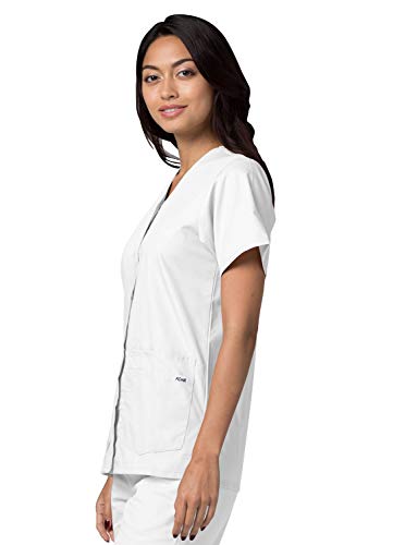 Adar Uniformes médicos para Mujer - Casaca Sanitaria Frontal a presión - 604 - White - S