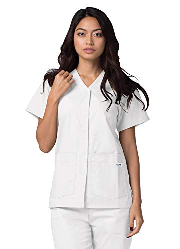 Adar Uniformes médicos para Mujer - Casaca Sanitaria Frontal a presión - 604 - White - S