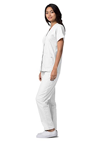 Adar Uniformes médicos para Mujer - Casaca Sanitaria Frontal a presión - 604 - White - S