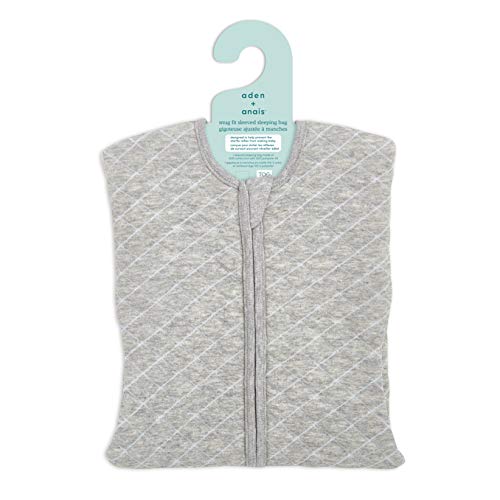 aden + anais Saco de Dormir de Manga para bebé, 100% algodón, Manta para Llevar para niñas y niños, Saco de Dormir Transpirable y cálido, clasificación TOG 1.5, 6-9 Meses, Gris Jaspeado/Azul