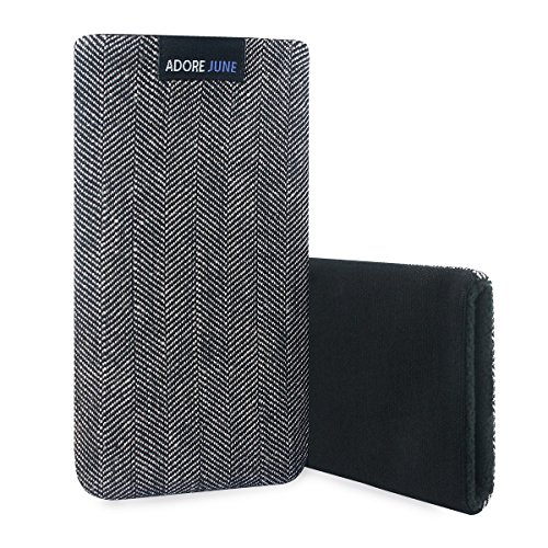 Adore June Business Funda para Apple iPhone 8 Material Característico [Tejido en Espiga] Efecto Limpiador de Pantalla para Apple iPhone 8, Gris/Negro