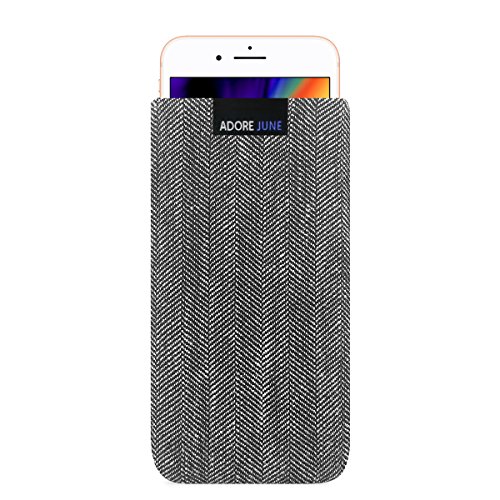 Adore June Business Funda para Apple iPhone 8 Material Característico [Tejido en Espiga] Efecto Limpiador de Pantalla para Apple iPhone 8, Gris/Negro