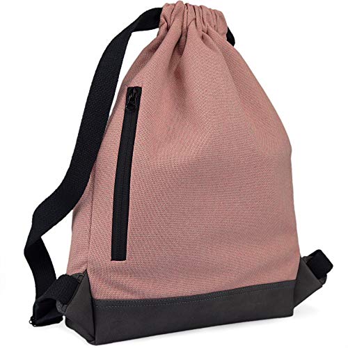 Adore June Daypack Bob Moderno Mochila con Cordón para Deportes, Viajes y Ciudad, Bolsa de Gimnasia para Mujeres y Hombres con Bolsillo Interior y Bolsa de Seguridad con Cremallera, Rosa