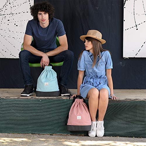 Adore June Daypack Bob Moderno Mochila con Cordón para Deportes, Viajes y Ciudad, Bolsa de Gimnasia para Mujeres y Hombres con Bolsillo Interior y Bolsa de Seguridad con Cremallera, Rosa