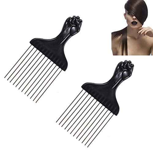 Afro Hair Peine Insertar Pelo Cepillo Rizado Tenedor Peine Plástico Pick Peine Anti Desenredante Anti-estática Salon Hairstyling Tool - 2PCS