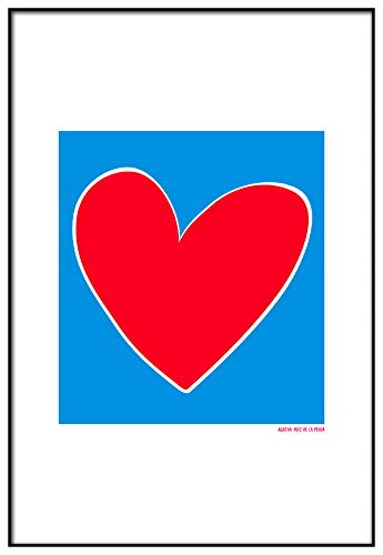 Agatha Ruiz de la Prada Póster Corazón Fondo Azul 35x50cm - Impreso en Papel de 250gr - Póster para Pared - Láminas para Enmarcar - Cuadros Decoración Salón - Pósters Decorativos