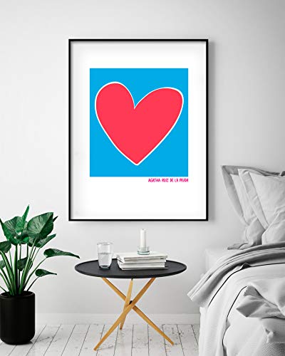 Agatha Ruiz de la Prada Póster Corazón Fondo Azul 35x50cm - Impreso en Papel de 250gr - Póster para Pared - Láminas para Enmarcar - Cuadros Decoración Salón - Pósters Decorativos