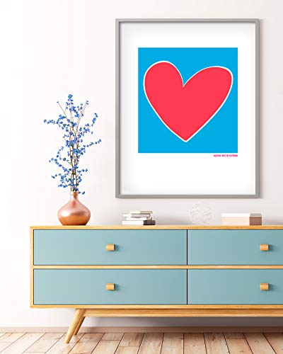 Agatha Ruiz de la Prada Póster Corazón Fondo Azul 35x50cm - Impreso en Papel de 250gr - Póster para Pared - Láminas para Enmarcar - Cuadros Decoración Salón - Pósters Decorativos