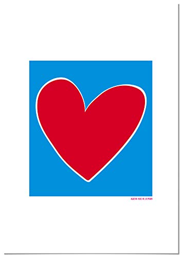 Agatha Ruiz de la Prada Póster Corazón Fondo Azul 35x50cm - Impreso en Papel de 250gr - Póster para Pared - Láminas para Enmarcar - Cuadros Decoración Salón - Pósters Decorativos