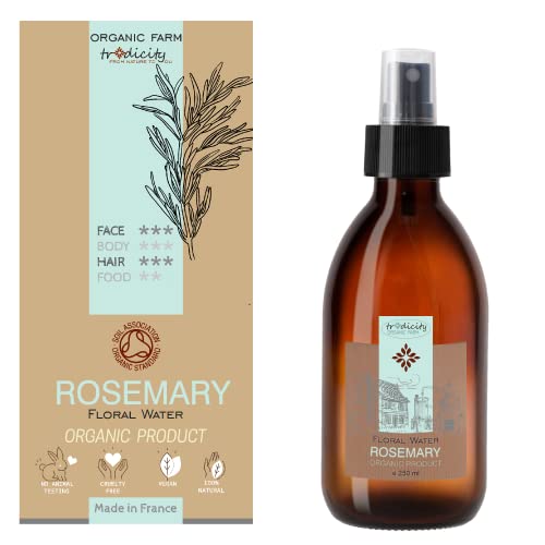 Agua Floral de Romero Ecologico · Hidrolato de Romero Bio Romero Piel Grasa, Tonico Facial, Tonico Capilar, Astringente, Purificador, Reposteria y Cocina - 250 ml