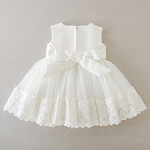 AHAHA Vestido de princesa para bebé, para niña, con flores, para bautizo, fiestas, bodas, celebraciones, fiestas, Blanco 3, 24 Meses