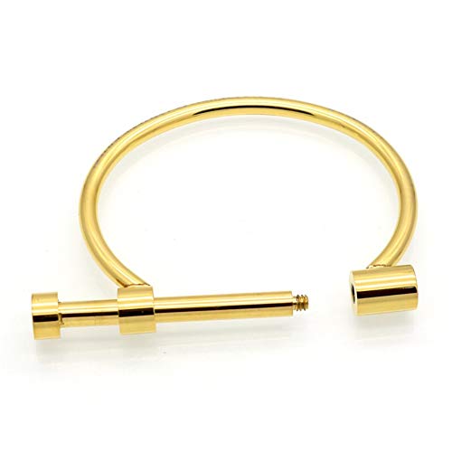 AILUOR de las Mujeres de Acero Inoxidable de D Bar Forma Tornillo Grillete de Herradura de la Novedad de Pulsera de Moda de joyería de Oro Ajustable