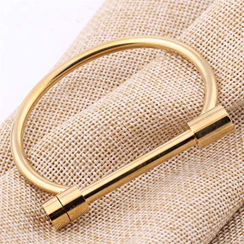 AILUOR de las Mujeres de Acero Inoxidable de D Bar Forma Tornillo Grillete de Herradura de la Novedad de Pulsera de Moda de joyería de Oro Ajustable