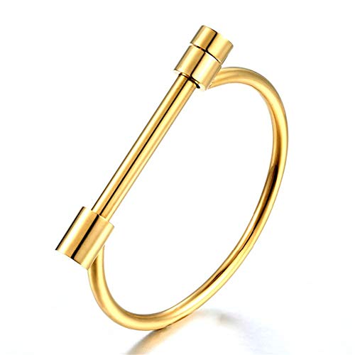 AILUOR de las Mujeres de Acero Inoxidable de D Bar Forma Tornillo Grillete de Herradura de la Novedad de Pulsera de Moda de joyería de Oro Ajustable