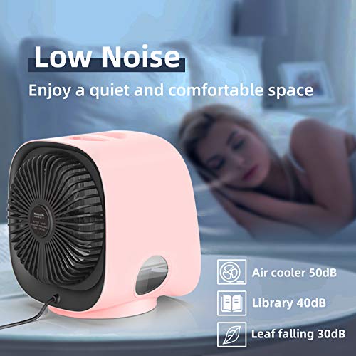 Air Acondicionado Portátil, Anweller Air cooler 4 en 1, Enfriador de Aire Móvil con Luz Nocturna, Ventilador con Tanque de Agua Grande de 300ml, Mini Humidificador para Hogar,Oficina, Camping,etc