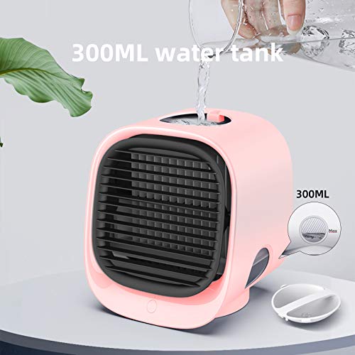 Air Acondicionado Portátil, Anweller Air cooler 4 en 1, Enfriador de Aire Móvil con Luz Nocturna, Ventilador con Tanque de Agua Grande de 300ml, Mini Humidificador para Hogar,Oficina, Camping,etc