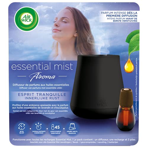 Air Wick Diffuseur d'Huiles Essentielles Essential Mist + 1 Recharge Parfum Lavande 20 ml