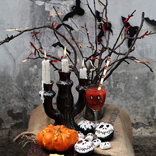 AirSMall 200PCS Pajitas de Decoración de Halloween Pajitas de papel Blanco y Negro Pajitas de Calavera Desechables Biodegradables para Fiestas de Disfraces Carnaval Celebración de Cócteles (2 Estilos)