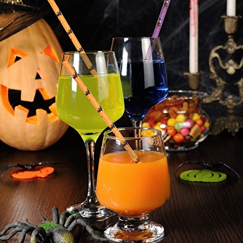 AirSMall 200PCS Pajitas de papel para Halloween, Naranja, Morado, Murciélago, Bruja,Desechables, Pajitas Biodegradables para Fiesta de Disfraces, Carnaval, Fiesta, Cóctel, Celebración (2 Estilos)