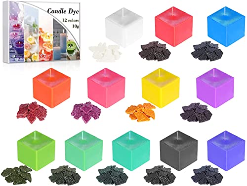 AJOXEL 12 Colores Tintes para Velas DIY Tinte de Cera Kit Materiales para Hacer Velas para Cera de Soja/Parafina/Cera de Abejas - 10 g / 0.35 oz Fabricación de Jabón y Velas Colores para Adultos