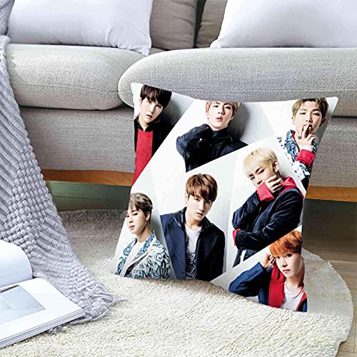 AKlamater Fundas de almohada Kpop BTS de 45 x 45 cm, para decoración del hogar de personajes de doble cara, fundas de almohada para coche, sofá, dormitorio, sala de estar (multi10)