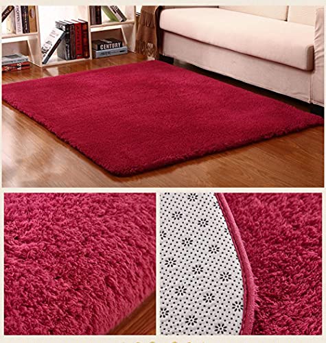 Alfombra Esponjosa NóRdica para Dormitorio Sala De Estar De Gran TamañO Apartadera Suave Antideslizante Alfombras para NiñOs para HabitacióN-Vino Tinto 70x120cm