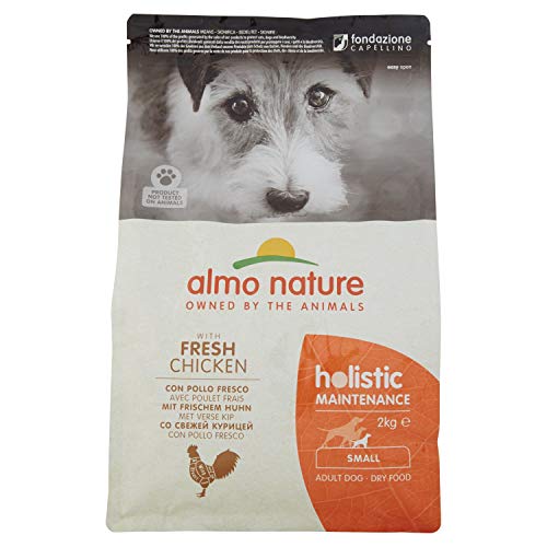 Almo Nature Pienso para Perros Adultos Holistic Dog Dry Chicken (2 kg). Alimento para Perros Seco Alto en Proteínas para Razas Pequeñas con Sabor a Pollo Natural. Comida Seca de Fácil Digestión.