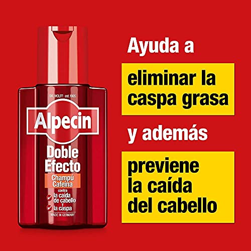 Alpecin Doble Efecto 1x 200 ml | Champu anticaida hombre y anticaspa hombre | Alpecin Champu con cafeina tratamiento para la caida del cabello y caspa