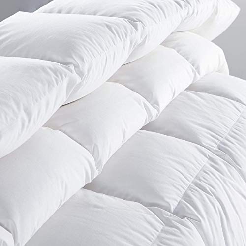 Amazon Brand-Umi Edredón nórdico de Pluma y plumón de Ganso Blanco con Funda 100% de algodón Impermeable (155X220cm-cama 90, Blanco-Invierno)