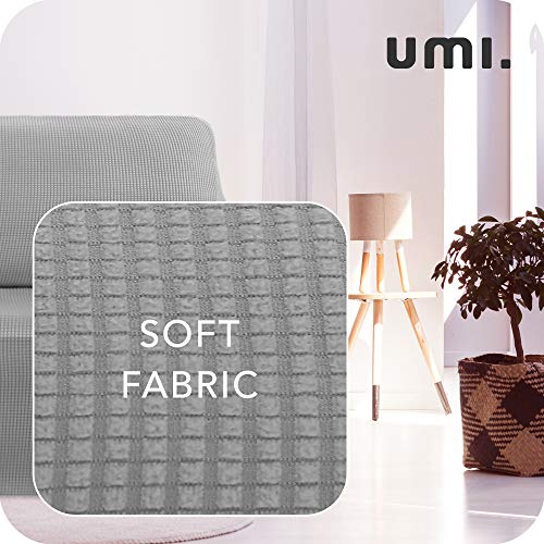 Amazon Brand - Umi Fundas para Sofa Fundas de Sofa Ajustables 4 Plazas Elasticas Anti Gatos Funda Protectora para Salon Gris Claro