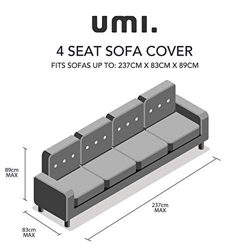 Amazon Brand - Umi Fundas para Sofa Fundas de Sofa Ajustables 4 Plazas Elasticas Anti Gatos Funda Protectora para Salon Gris Claro