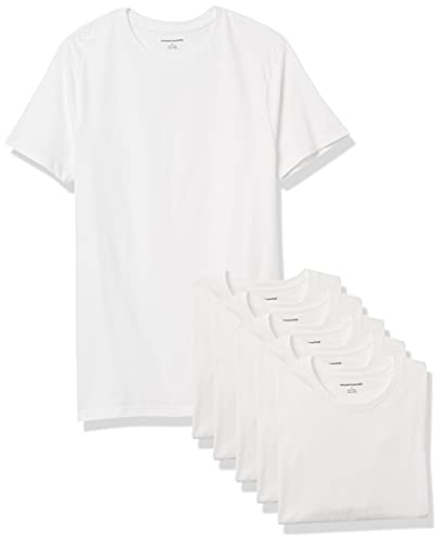 Amazon Essentials 6-Pack Crewneck Undershirts camisa, Blanco (White), Small