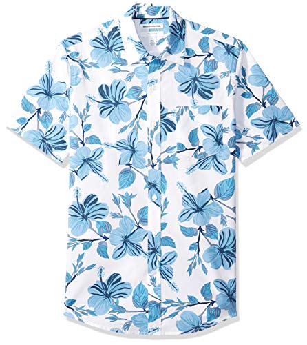 Amazon Essentials - Camisa de manga corta y corte entallado con estampado para hombre, Large Floral, US S (EU S)