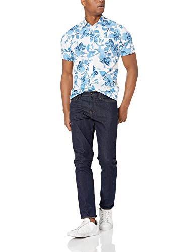 Amazon Essentials - Camisa de manga corta y corte entallado con estampado para hombre, Large Floral, US S (EU S)