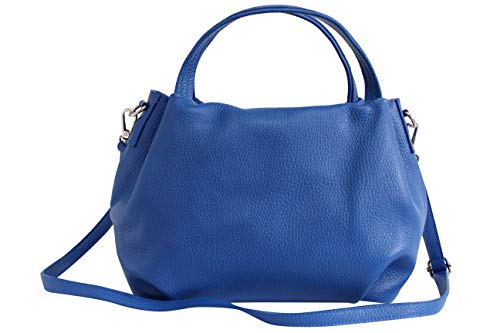 Ambra Moda bolsa de mano, bolsa de hombro para mujer de piel GL023 (Azul)