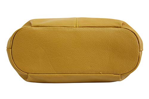 AMBRA Moda bolso de las mujeres, bolso de mano,bolso de hombro, shopper GL012 (Amarillo mostaza)