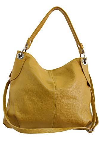 AMBRA Moda bolso de las mujeres, bolso de mano,bolso de hombro, shopper GL012 (Amarillo mostaza)