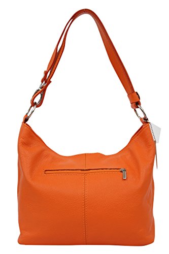 AMBRA Moda GL005 - Bolso de mano para mujer de cuero, bolso de hombro y bandolera (naranja)