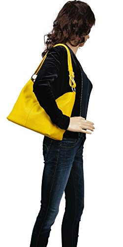 AMBRA Moda GL005 - Bolso de mano para mujer de cuero, bolso de hombro y bandolera (naranja)