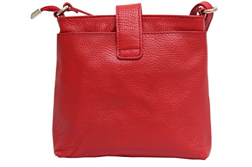 AMBRA Moda GL007 - Bolso de mano de piel auténtica para mujer, bolso bandolera mujer, bolso de hombro (rojo)