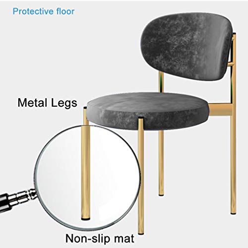 Amrai Asiento Redondo de Terciopelo Living Comedor Sillas Accent Club Guest Respaldo Silla, Patas de Metal Dorado, tamaños 50x50x85cm