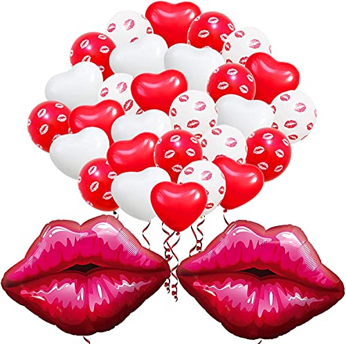 ANCLLO Globos de labios de beso grandes globos rojos de labios globos de fiesta románticos para el día de San Valentín, boda, proponer matrimonio, compromiso decoración